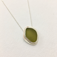 Load image into Gallery viewer, Bright Olive Genuine Sea Glass Pendant