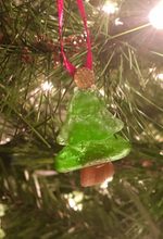 Load image into Gallery viewer, Set of 3 Genuine Sea Glass Christmas Tree Ornaments