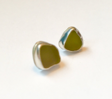 Load image into Gallery viewer, Citron Sea Glass Stud Earrings
