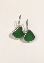 Load image into Gallery viewer, Green Genuine Sea Glass Earrings