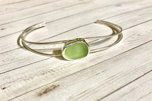 Load image into Gallery viewer, Seafoam/Lime Sea Glass Cuff Bracelet
