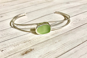 Seafoam/Lime Sea Glass Cuff Bracelet