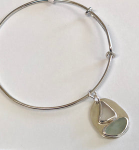 Sea glass sailboat adjustable charm bracelet