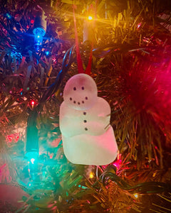Set of 3 Genuine Sea Glass Snowman Ornaments
