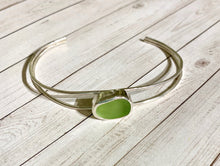 Load image into Gallery viewer, Seafoam/Lime Sea Glass Cuff Bracelet