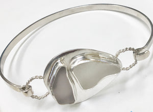 Sea Glass Sailboat Bangle/Genuine Sea Glass Bracelet