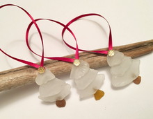 Load image into Gallery viewer, Set of 3 &quot;White Christmas&quot; Genuine Sea Glass Tree Ornaments